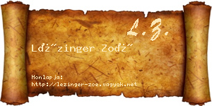 Lézinger Zoé névjegykártya